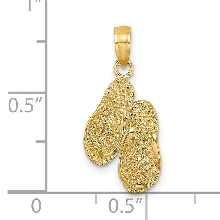 Lovely Rita's Pendants & Charms 14k Yellow Gold 3-D MYRTLE BEACH Double Flip-Flop Sandal Pendant