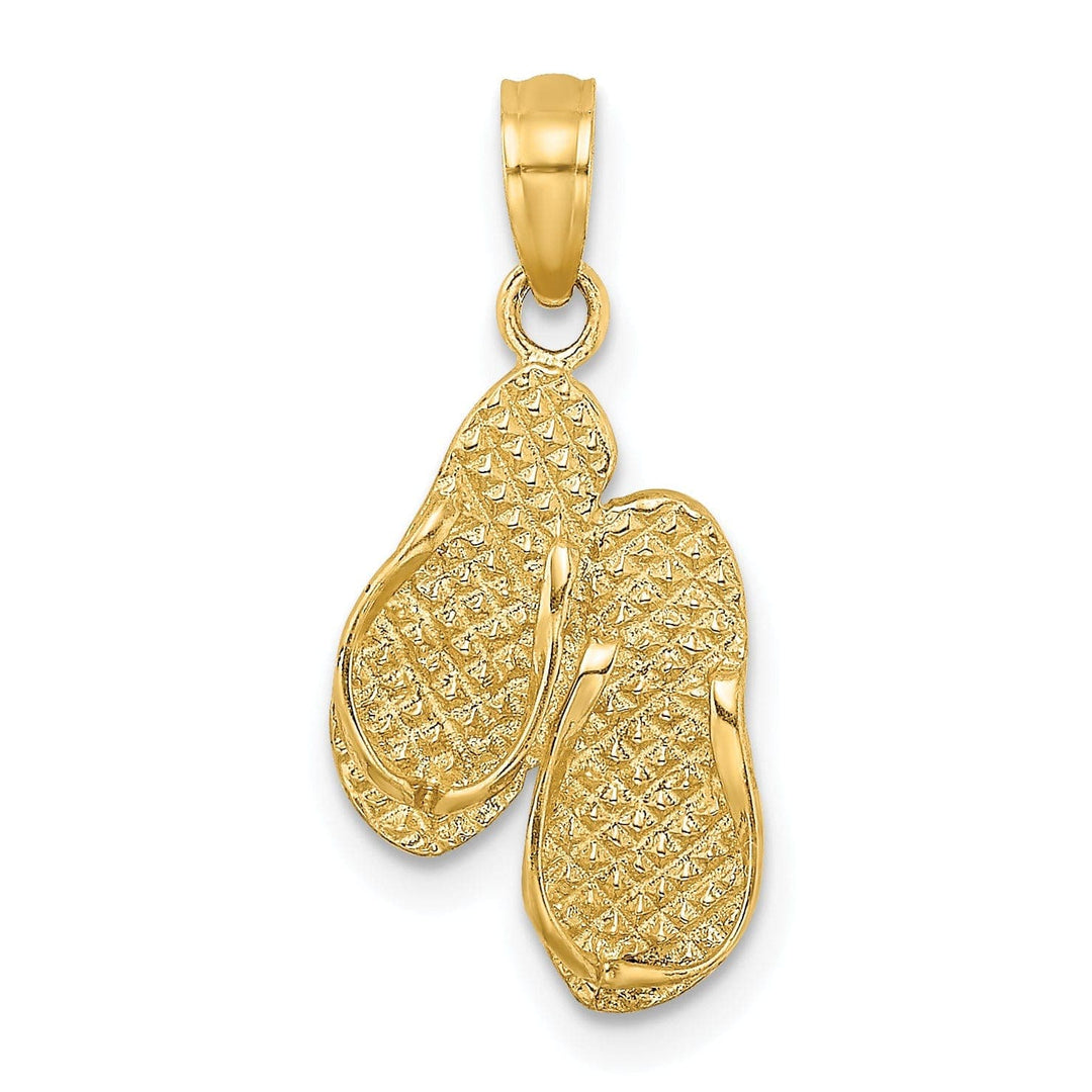 Lovely Rita's Pendants & Charms 14k Yellow Gold 3-D MYRTLE BEACH Double Flip-Flop Sandal Pendant