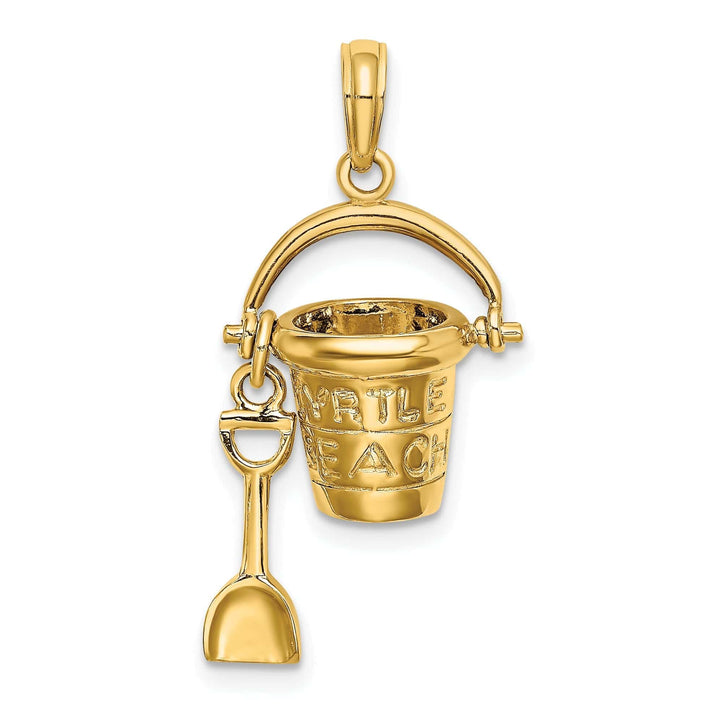Lovely Rita's Pendants & Charms 14K Yellow Gold 3-D MYRTLE BEACH Florida Bucket Shovel Pendant