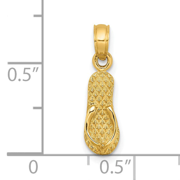 Lovely Rita's Pendants & Charms 14k Yellow Gold 3-D MYRTLE BEACH Single Flip-Flop Sandal Pendant