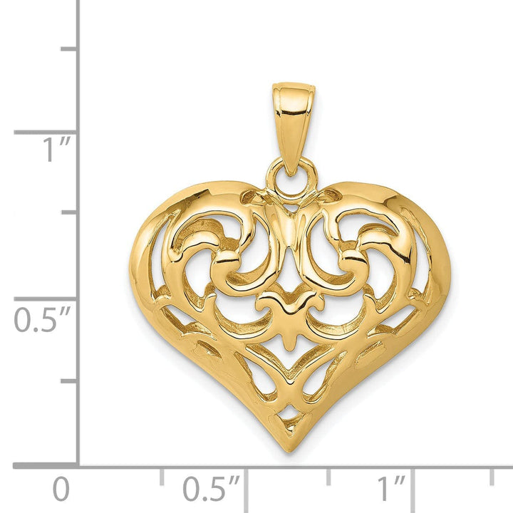 Lovely Rita's Pendants & Charms 14k Yellow Gold 3-D Open Filigree Heart Pendant