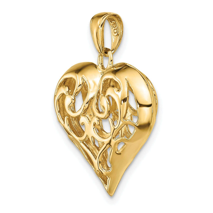 Lovely Rita's Pendants & Charms 14k Yellow Gold 3-D Open Filigree Heart Pendant
