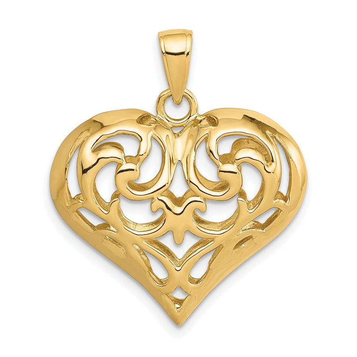 Lovely Rita's Pendants & Charms 14k Yellow Gold 3-D Open Filigree Heart Pendant
