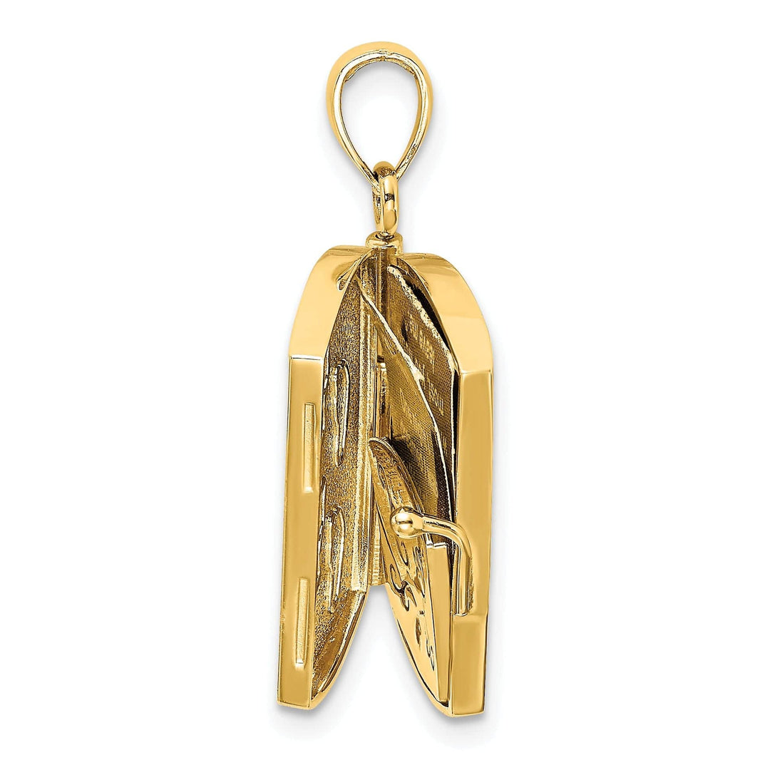 Lovely Rita's Pendants & Charms 14K Yellow Gold 3-D Pages Footprints in The Sand Book Prayer Pendant