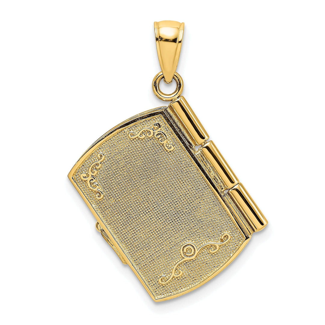 Lovely Rita's Pendants & Charms 14K Yellow Gold 3-D Pages Footprints in The Sand Book Prayer Pendant