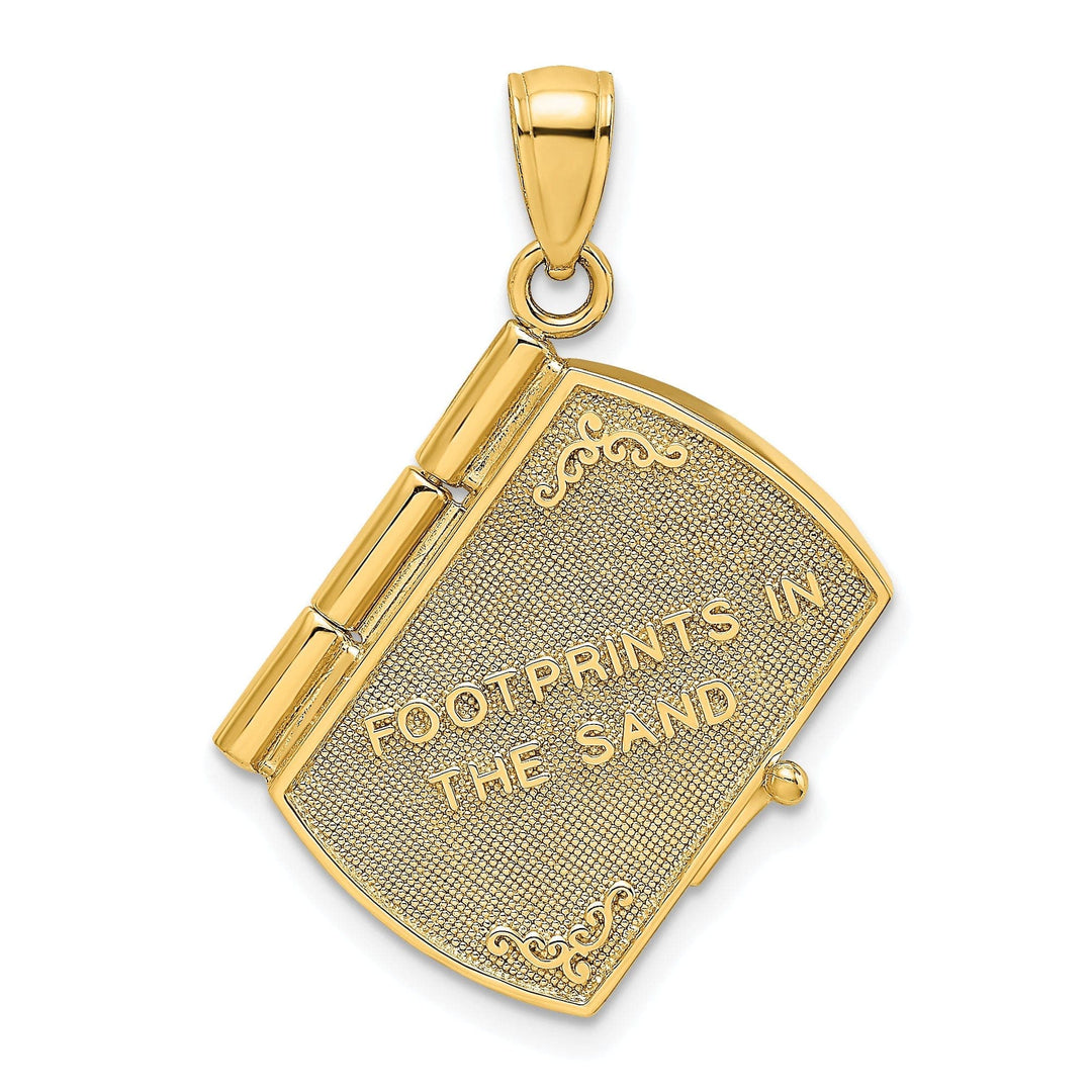 Lovely Rita's Pendants & Charms 14K Yellow Gold 3-D Pages Footprints in The Sand Book Prayer Pendant