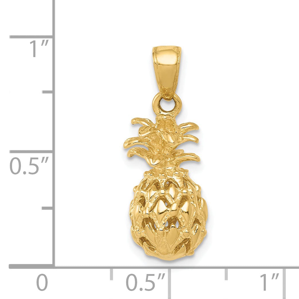 Lovely Rita's Pendants & Charms 14k Yellow Gold 3-D Pineapple Charm Pendant