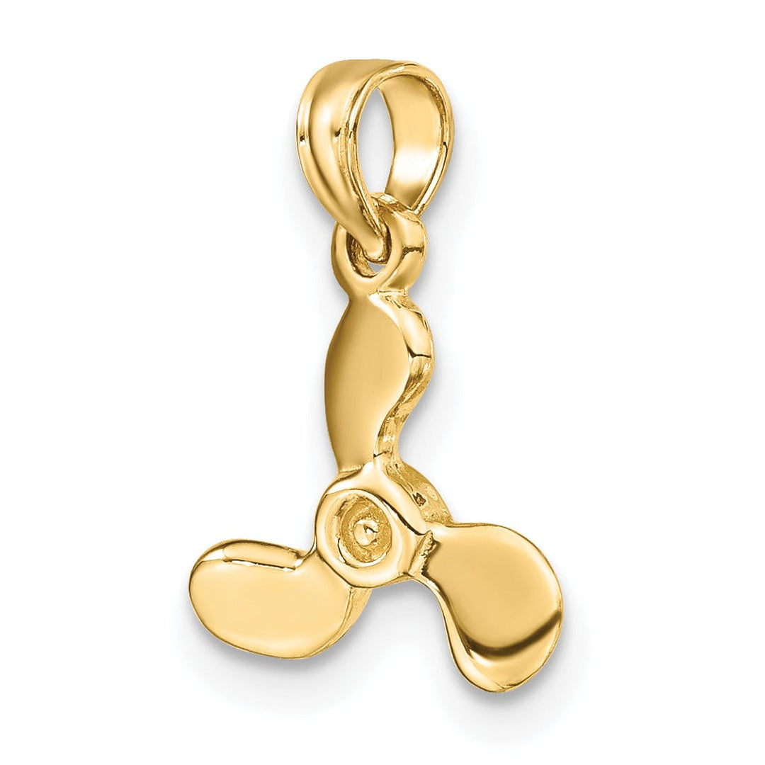 Lovely Rita's Pendants & Charms 14K Yellow Gold 3-D Polished Finished Mini Three Blade Boat Propeller Charm