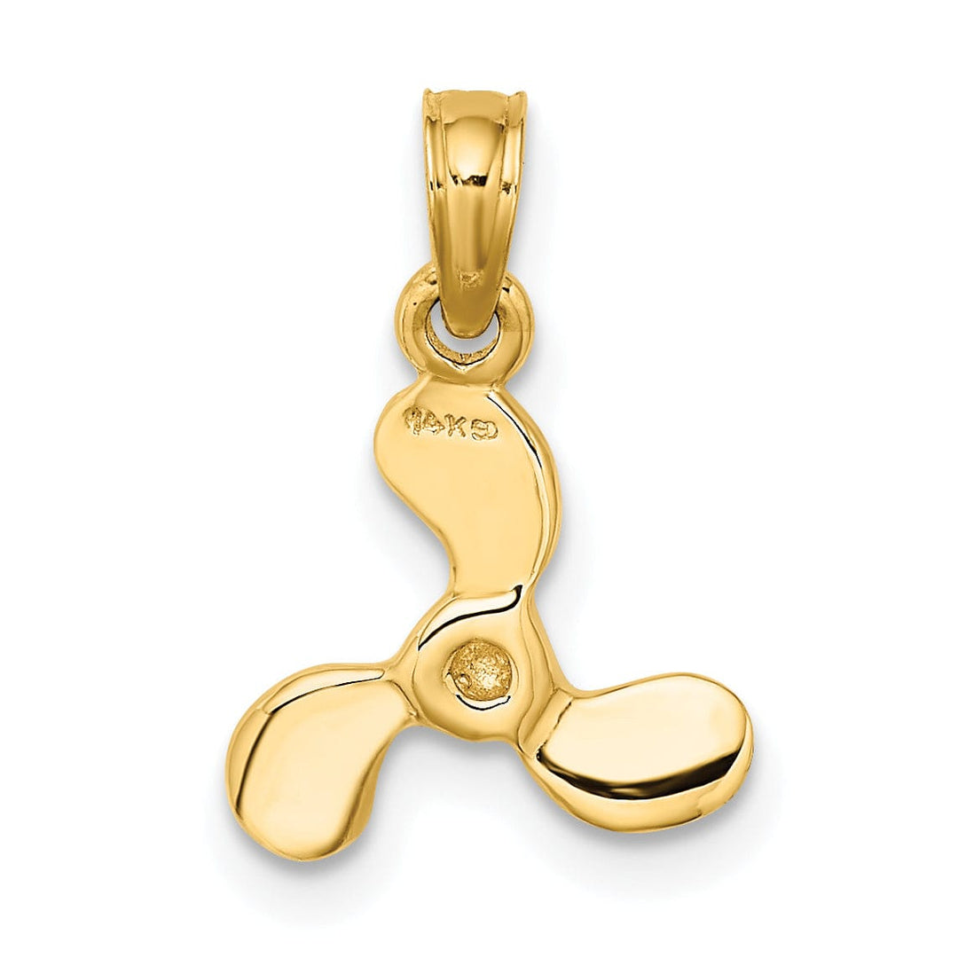 Lovely Rita's Pendants & Charms 14K Yellow Gold 3-D Polished Finished Mini Three Blade Boat Propeller Charm