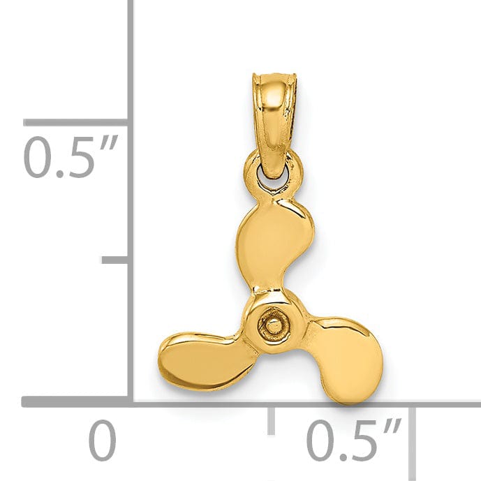 Lovely Rita's Pendants & Charms 14K Yellow Gold 3-D Polished Finished Mini Three Blade Boat Propeller Charm