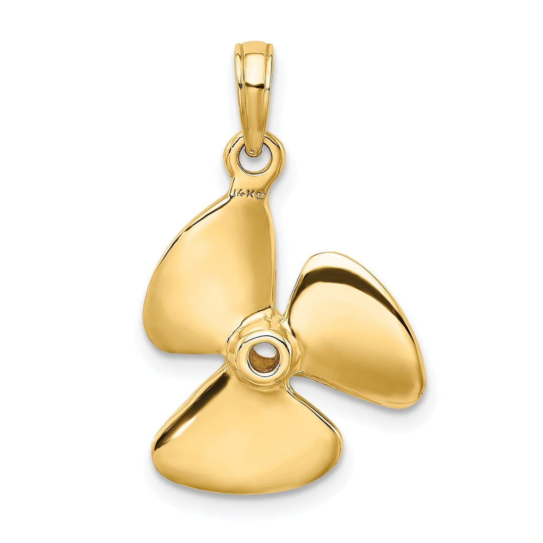 Lovely Rita's Pendants & Charms 14K Yellow Gold 3-D Polished Finished Three Blade Boat Propeller Charm