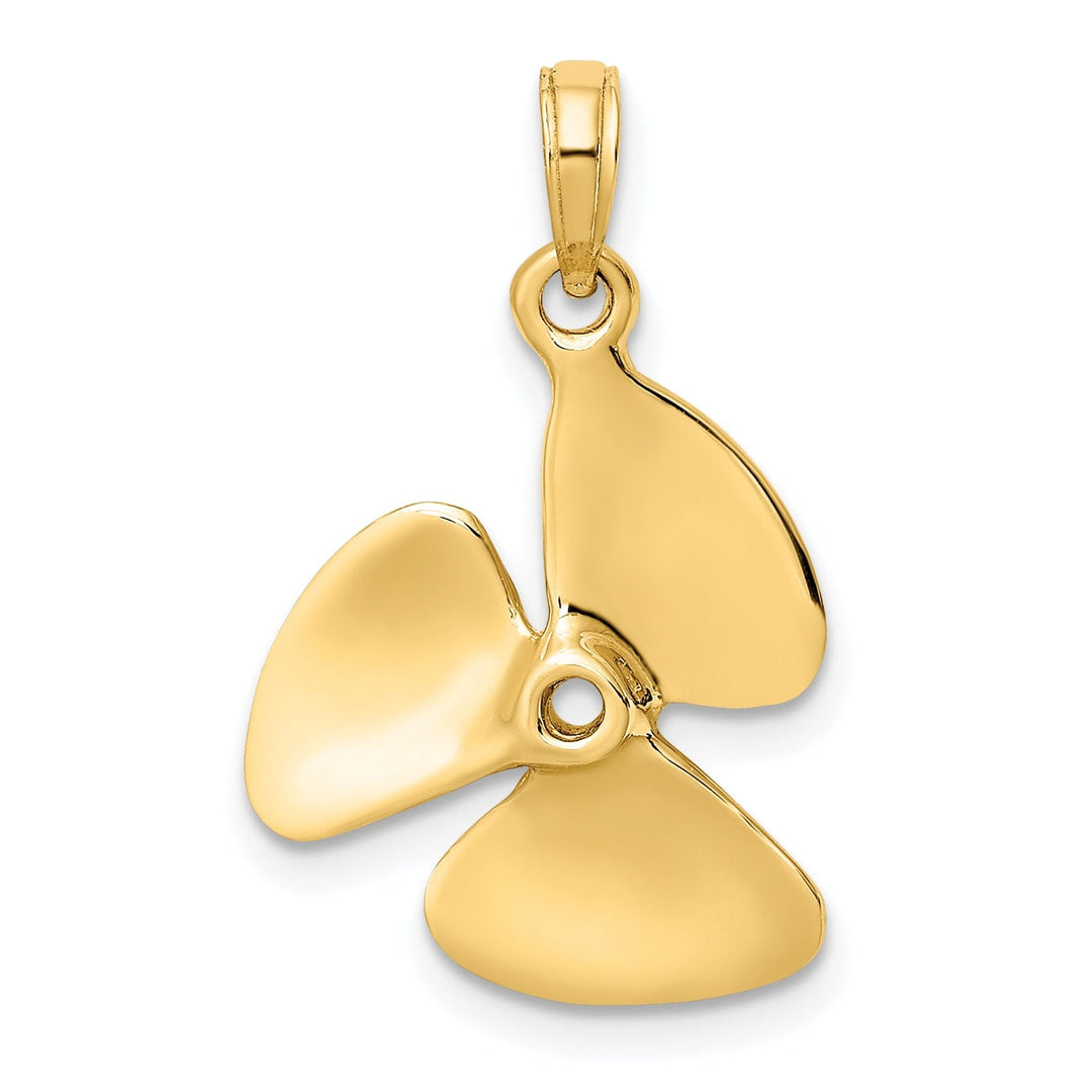 Lovely Rita's Pendants & Charms 14K Yellow Gold 3-D Polished Finished Three Blade Boat Propeller Charm