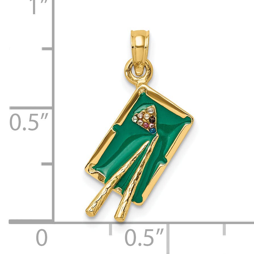 Lovely Rita's Pendants & Charms 14k Yellow Gold 3-D Pool Table Charm Pendant