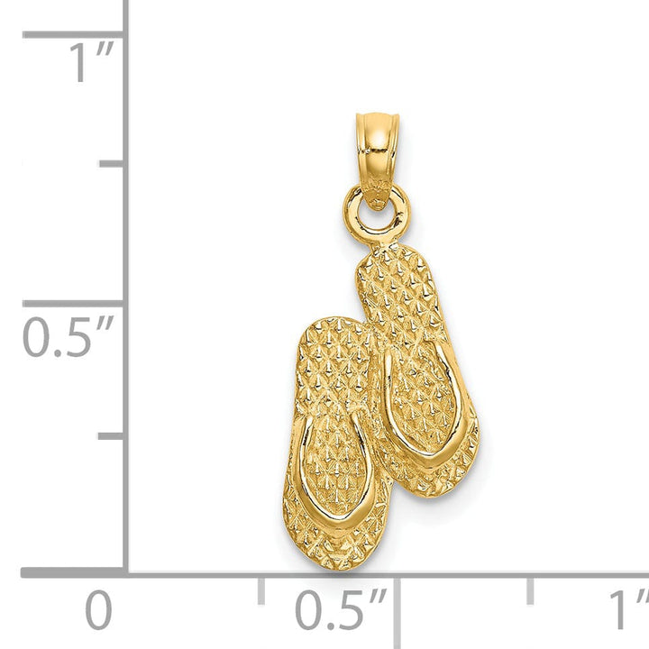 Lovely Rita's Pendants & Charms 14K Yellow Gold 3-D Reversible KEY WEST Double Flip Flop Sandal Pendant