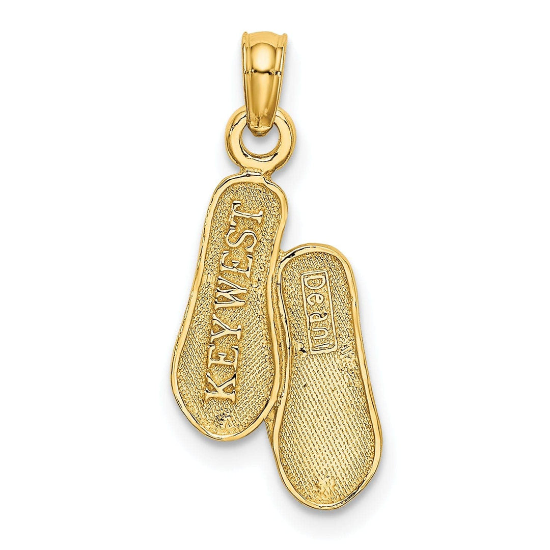 Lovely Rita's Pendants & Charms 14K Yellow Gold 3-D Reversible KEY WEST Double Flip Flop Sandal Pendant