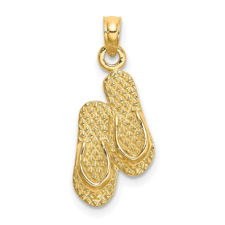 Lovely Rita's Pendants & Charms 14K Yellow Gold 3-D Reversible KEY WEST Double Flip Flop Sandal Pendant