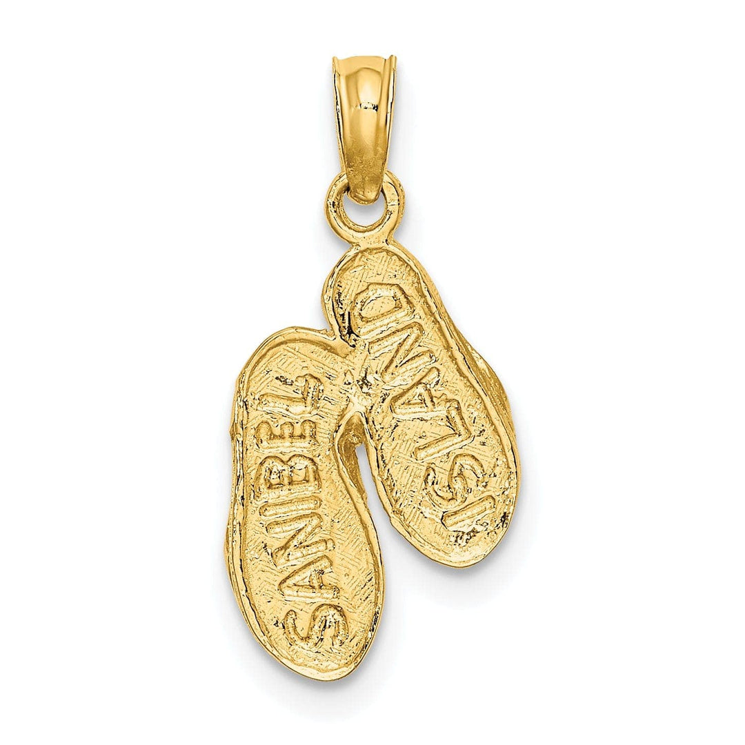Lovely Rita's Pendants & Charms 14K Yellow Gold 3-D Reversible SANIBEL ISLAND Double Flip Flop Sandal Pendant