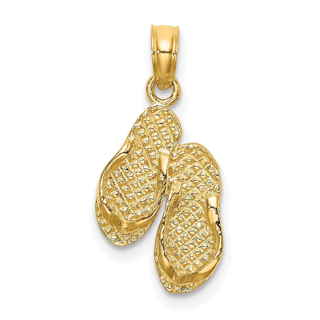 Lovely Rita's Pendants & Charms 14K Yellow Gold 3-D Reversible SANIBEL ISLAND Double Flip Flop Sandal Pendant