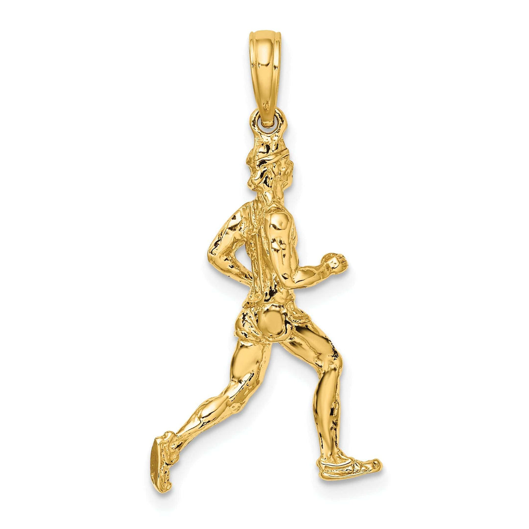 Lovely Rita's Pendants & Charms 14K Yellow Gold 3-D Runner Charm Pendant with Polished Textured Finish