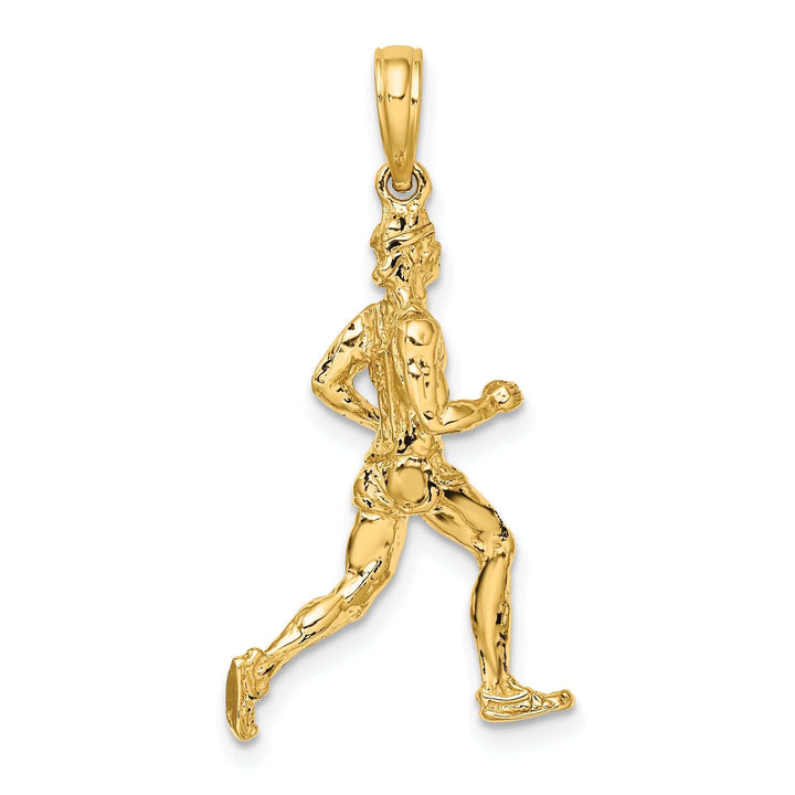 Lovely Rita's Pendants & Charms 14K Yellow Gold 3-D Runner Charm Pendant with Polished Textured Finish