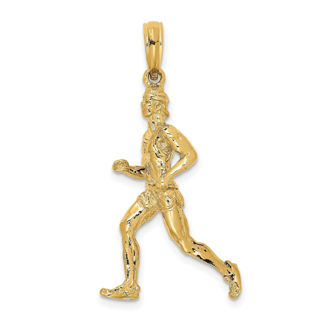 Lovely Rita's Pendants & Charms 14K Yellow Gold 3-D Runner Charm Pendant with Polished Textured Finish