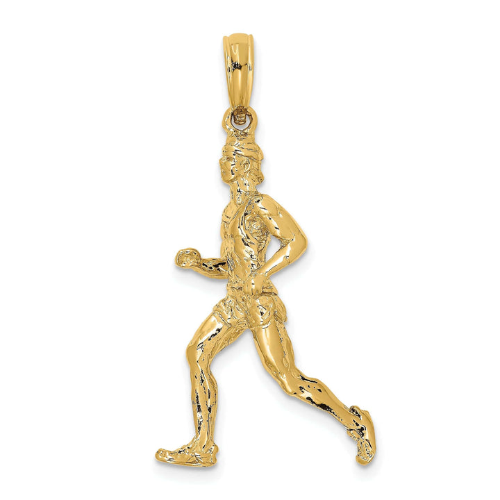 Lovely Rita's Pendants & Charms 14K Yellow Gold 3-D Runner Charm Pendant with Polished Textured Finish