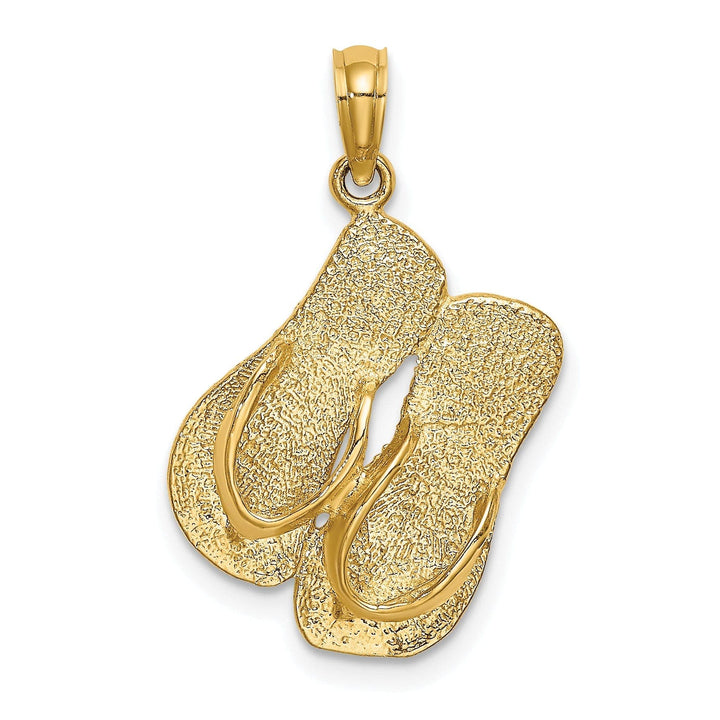 Lovely Rita's Pendants & Charms 14K Yellow Gold 3-D SANIBEL ISLAND Florida Double Flip Flop Sandal Pendant