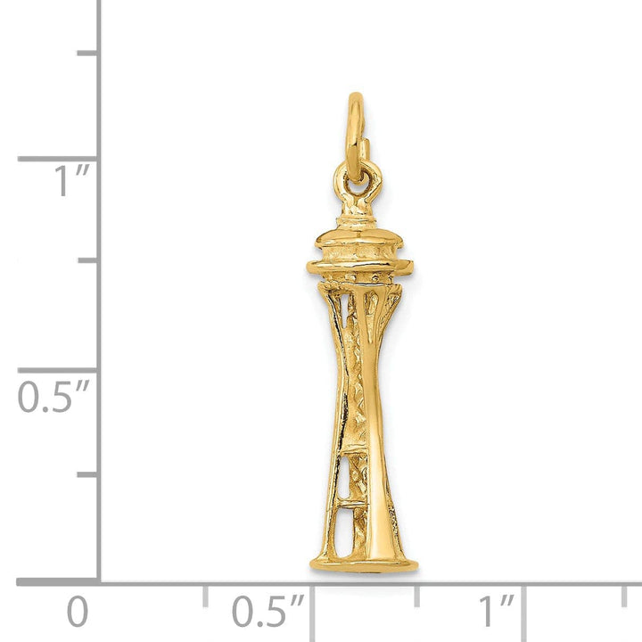Lovely Rita's Pendants & Charms 14k Yellow Gold 3-D Seattle Space Needle Building Pendant