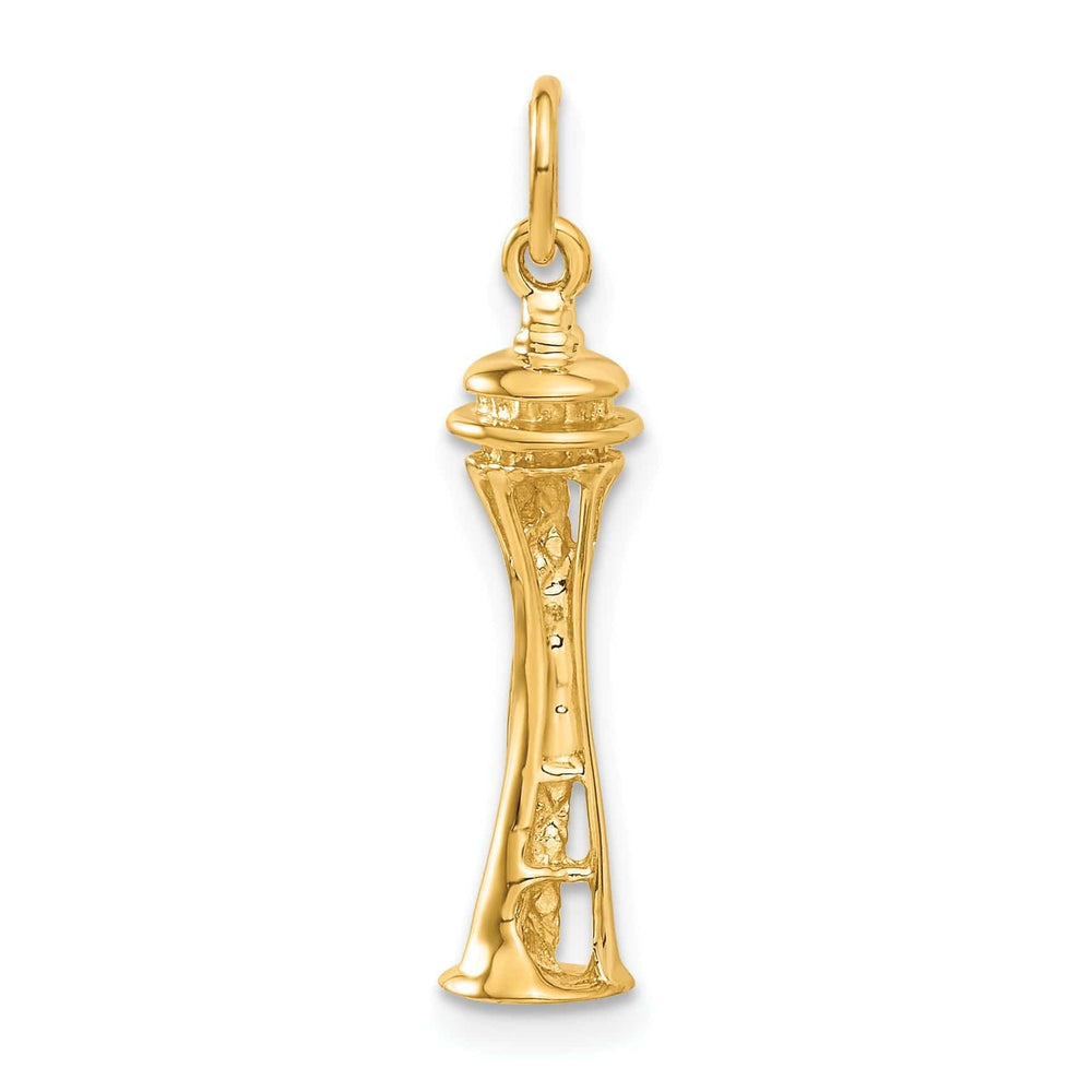 Lovely Rita's Pendants & Charms 14k Yellow Gold 3-D Seattle Space Needle Building Pendant