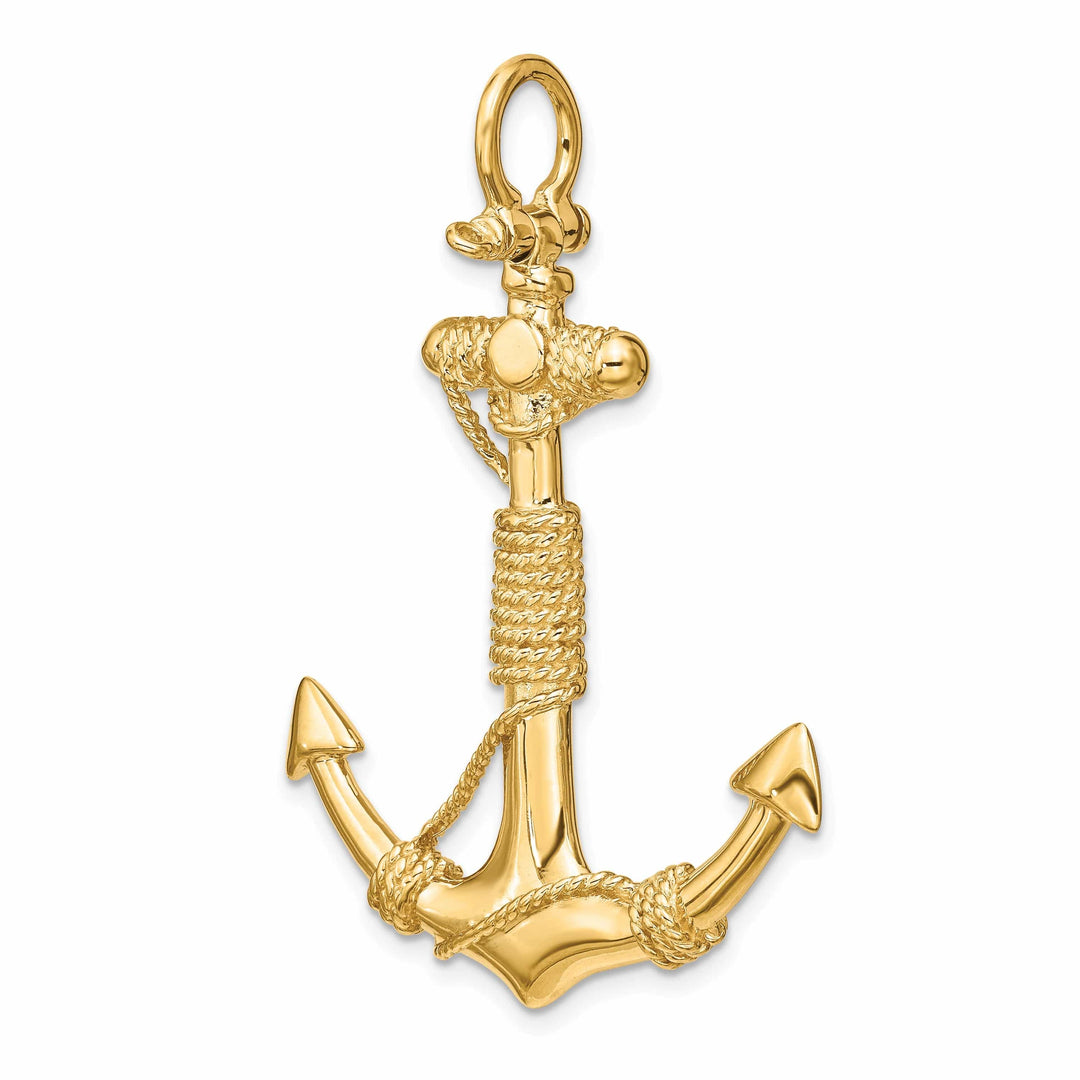 Lovely Rita's Pendants & Charms 14k Yellow Gold 3-D Solid Anchor Rope Pendant