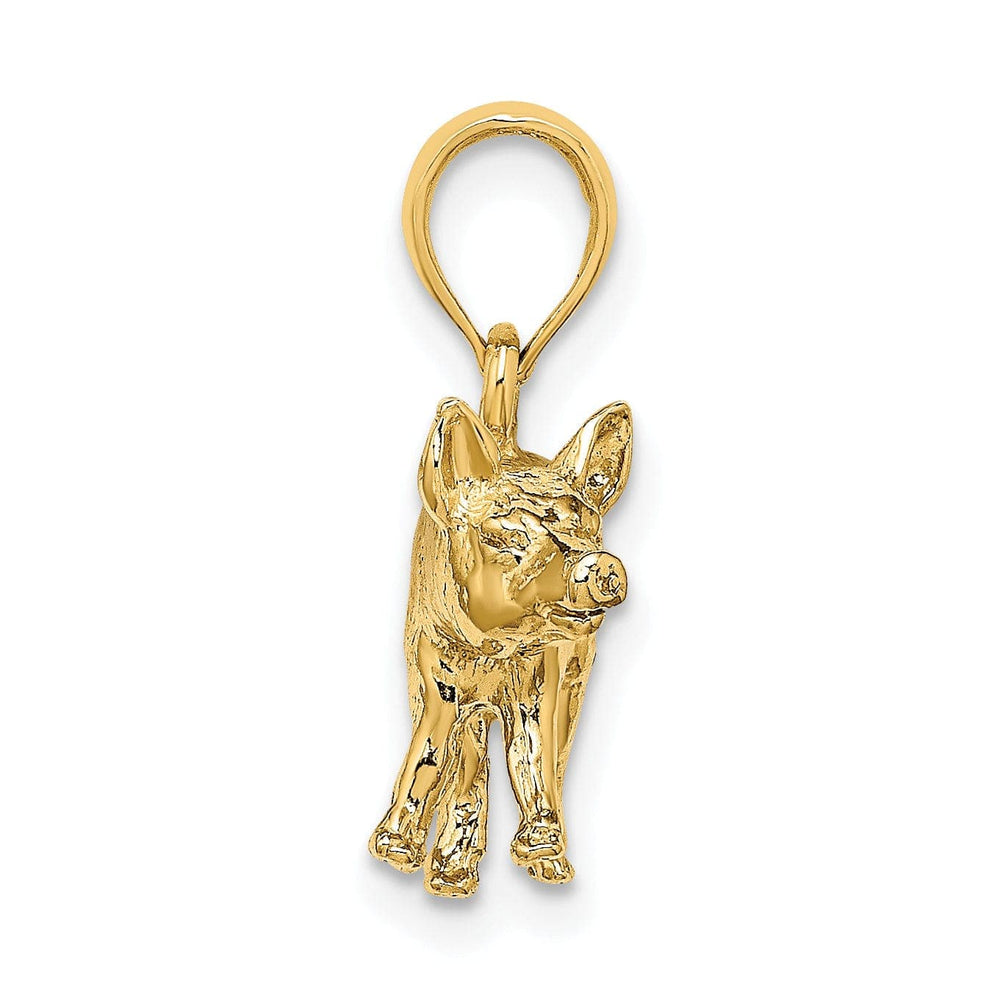 Lovely Rita's Pendants & Charms 14K Yellow Gold 3-Diamentional Polished Textured Finish Farm Pig Charm Pendant