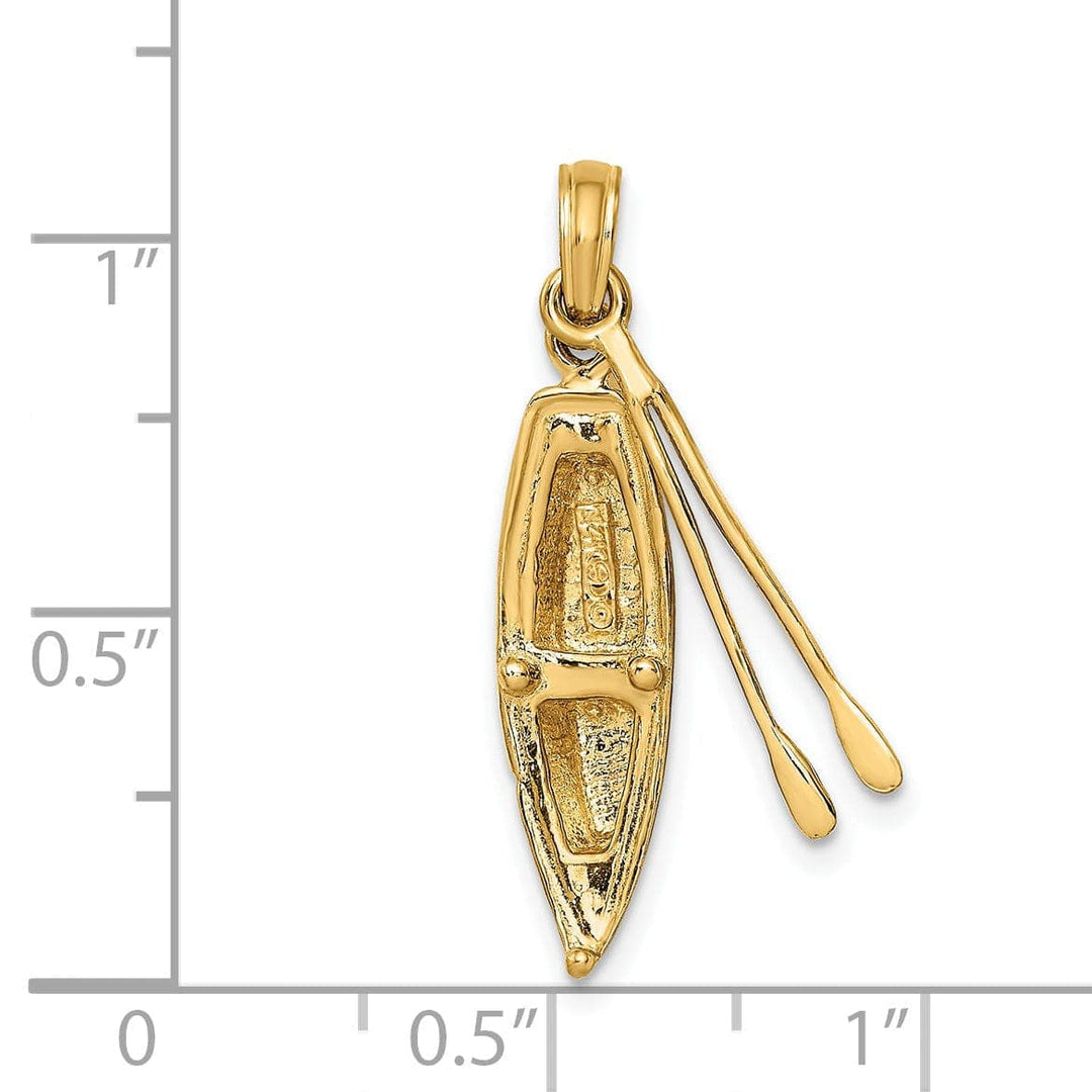 Lovely Rita's Pendants & Charms 14K Yellow Gold 3-Dimensional Boat Polish Finish With Dangling Oars Charm Pendant