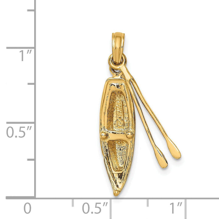 Lovely Rita's Pendants & Charms 14K Yellow Gold 3-Dimensional Boat Polish Finish With Dangling Oars Charm Pendant