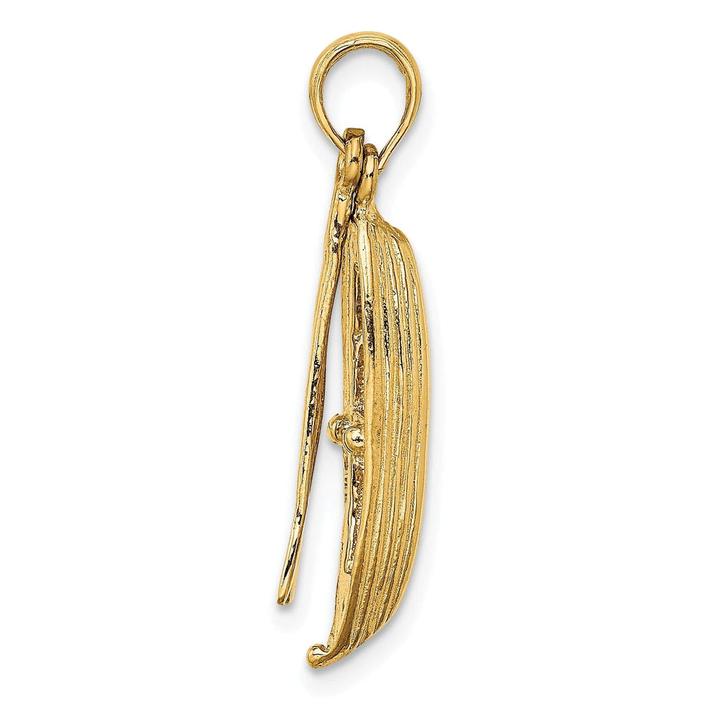 Lovely Rita's Pendants & Charms 14K Yellow Gold 3-Dimensional Boat Polish Finish With Dangling Oars Charm Pendant