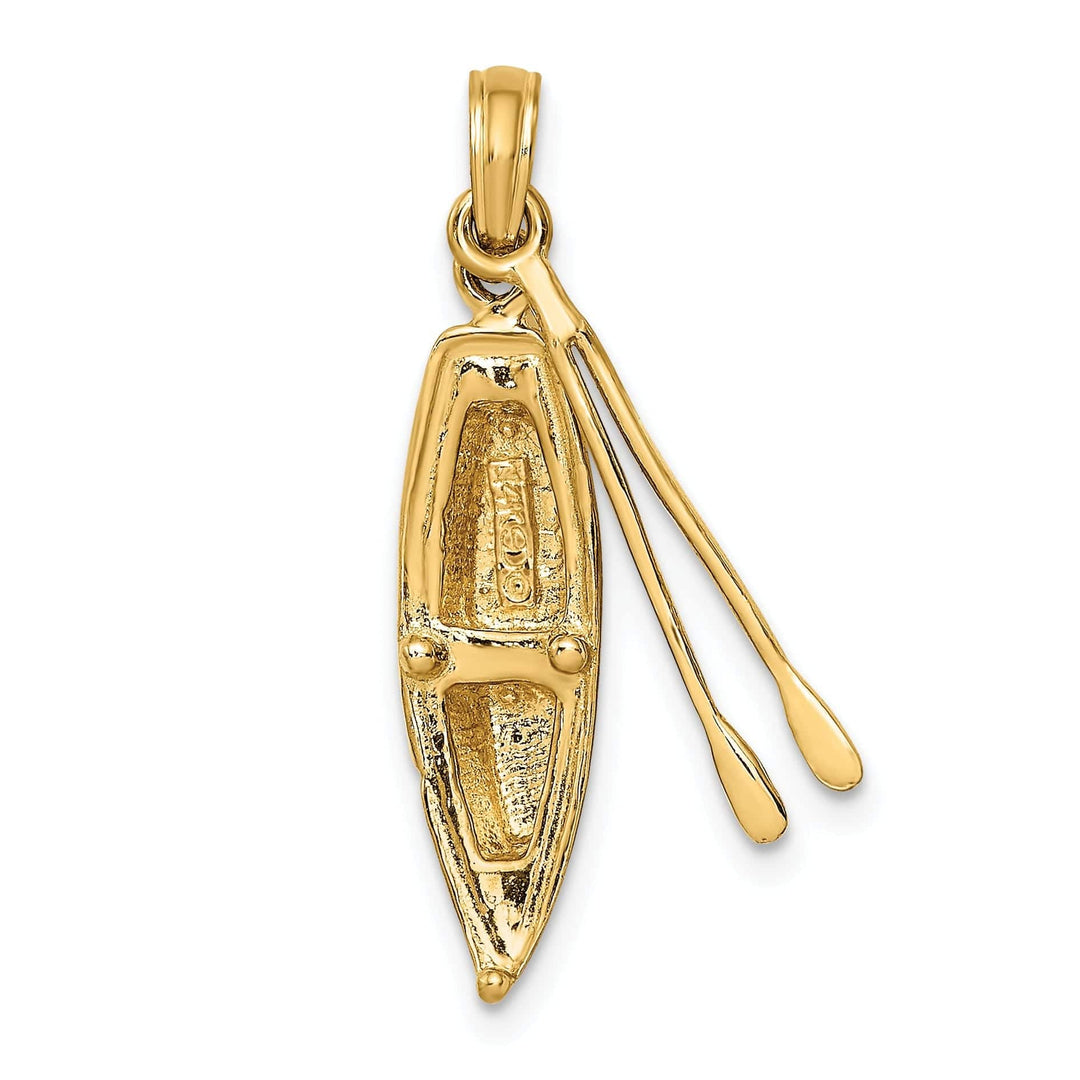 Lovely Rita's Pendants & Charms 14K Yellow Gold 3-Dimensional Boat Polish Finish With Dangling Oars Charm Pendant