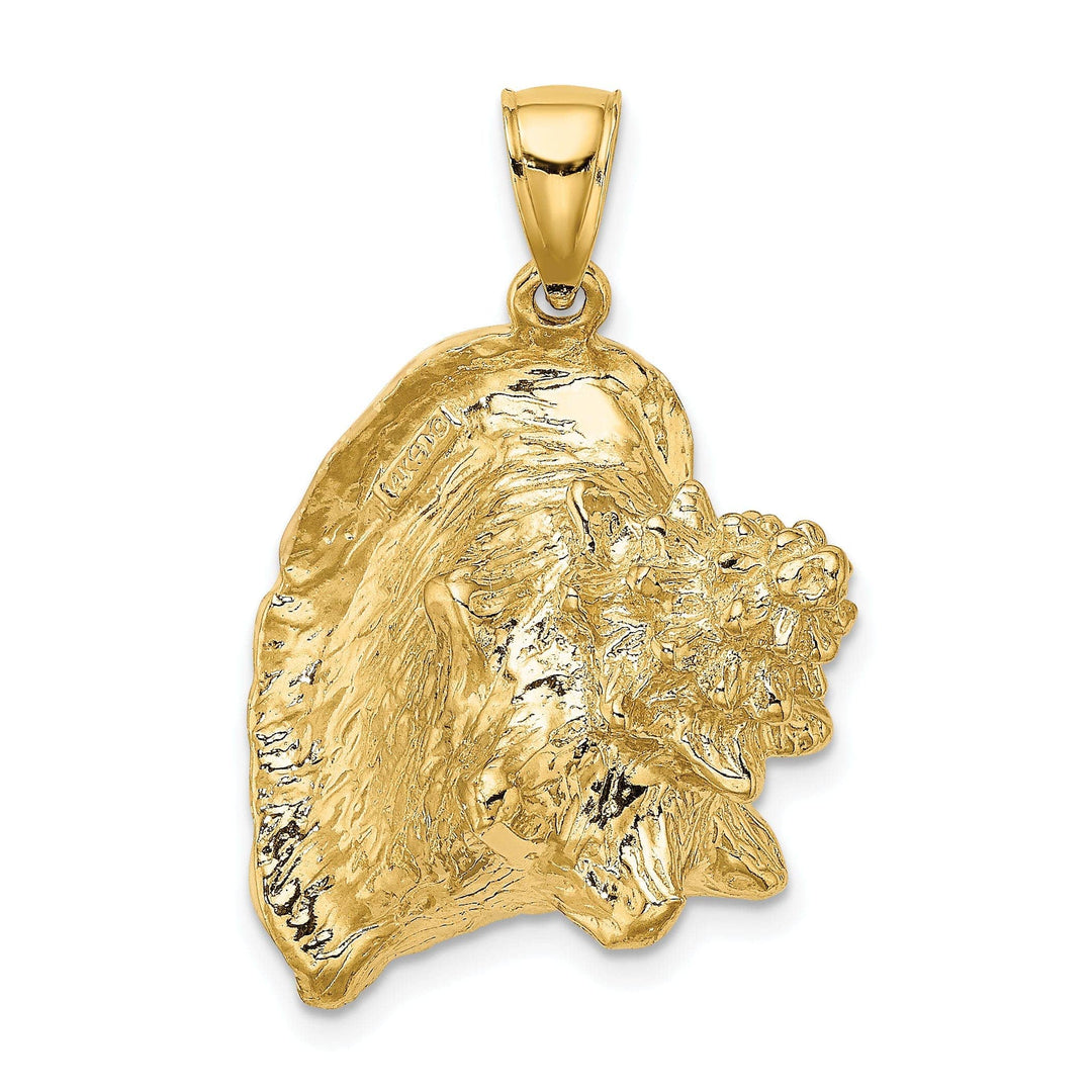 Lovely Rita's Pendants & Charms 14K Yellow Gold 3-Dimensional Pink White Enameled Texture Polished Finish Large Size Men's Conch Shell Charm Pendant