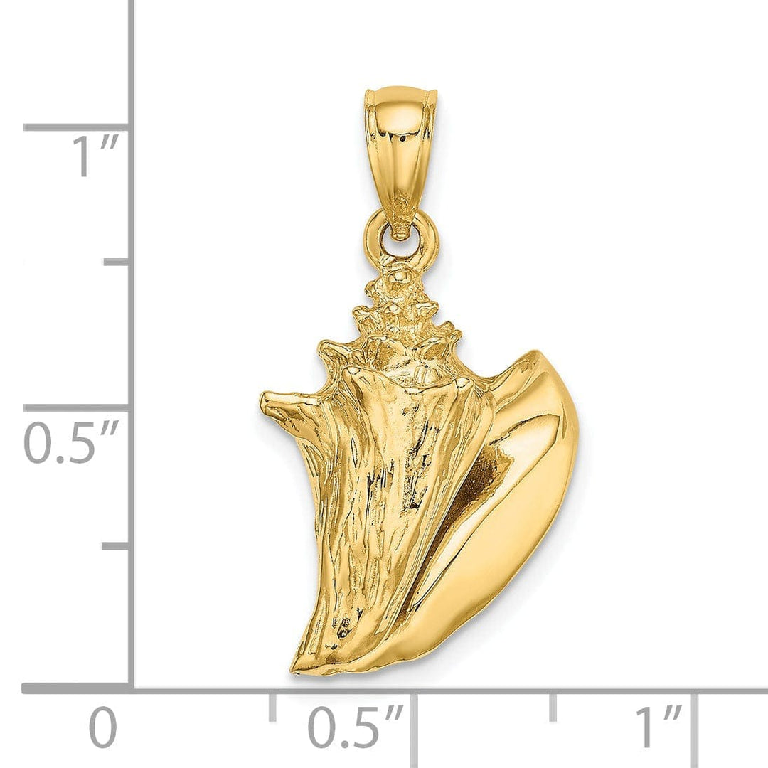 Lovely Rita's Pendants & Charms 14K Yellow Gold 3-Dimensional Polished Finish Conch Shell Charm Pendant