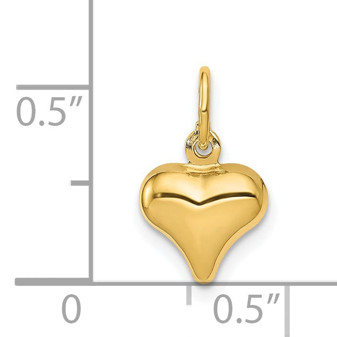 Lovely Rita's Pendants & Charms 14K Yellow Gold 3-Dimensional Polished Finish Hollow Puffed Heart Shape Charm Pendant