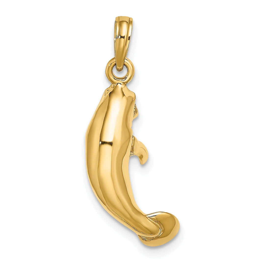 Lovely Rita's Pendants & Charms 14K Yellow Gold 3-Dimensional Polished Finish Manatee Design Charm Pendant