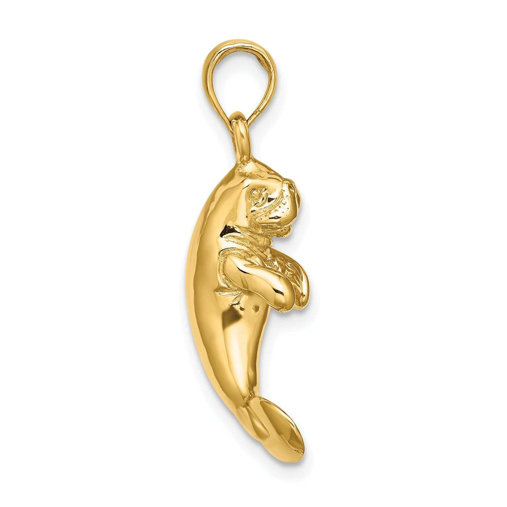 Lovely Rita's Pendants & Charms 14K Yellow Gold 3-Dimensional Polished Finish Manatee Design Charm Pendant
