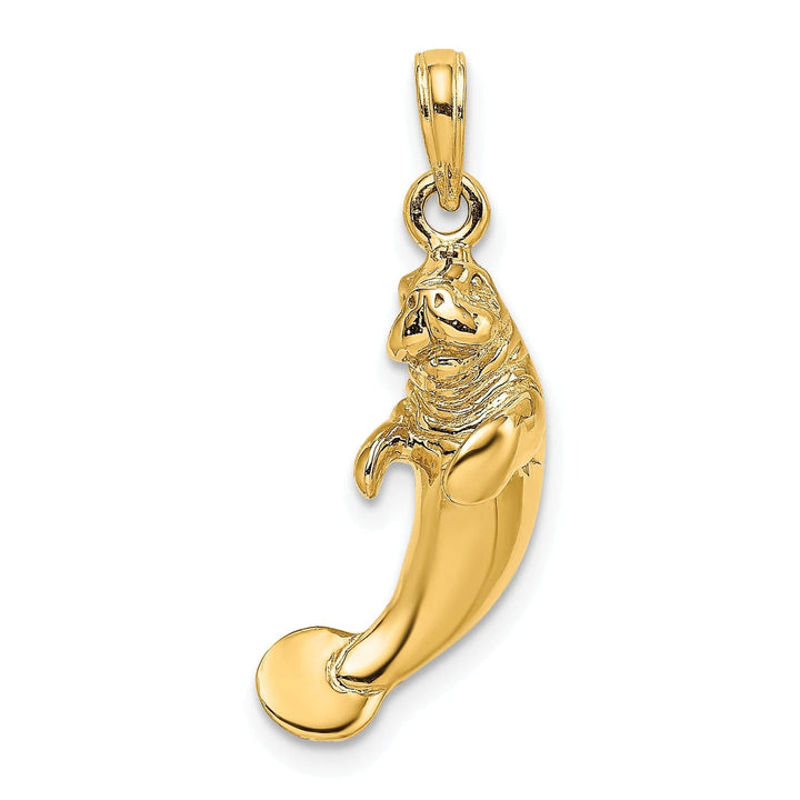 Lovely Rita's Pendants & Charms 14K Yellow Gold 3-Dimensional Polished Finish Manatee Design Charm Pendant
