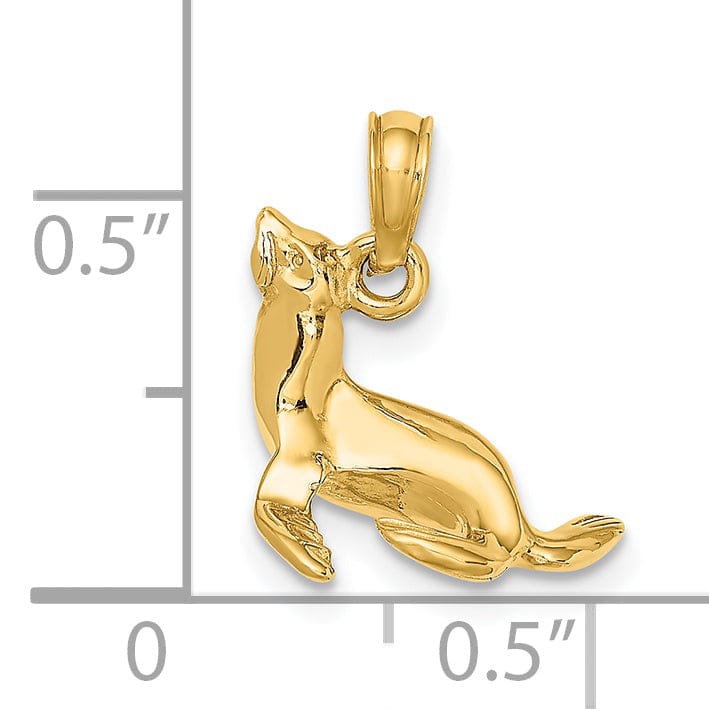 Lovely Rita's Pendants & Charms 14K Yellow Gold 3-Dimensional Polished Finish Seal Charm Pendant