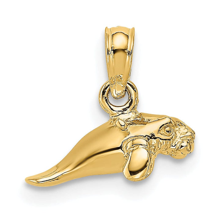 Lovely Rita's Pendants & Charms 14K Yellow Gold 3-Dimensional Polished Finish Small Size Swimming Manatee Design Charm Pendant