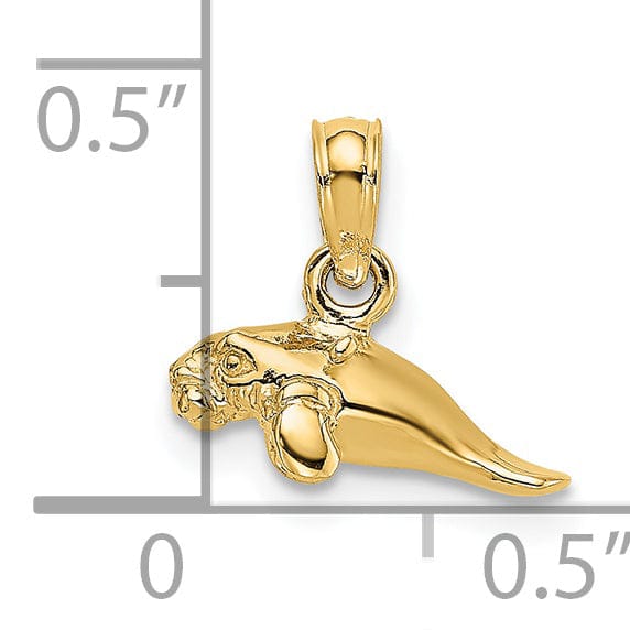 Lovely Rita's Pendants & Charms 14K Yellow Gold 3-Dimensional Polished Finish Small Size Swimming Manatee Design Charm Pendant
