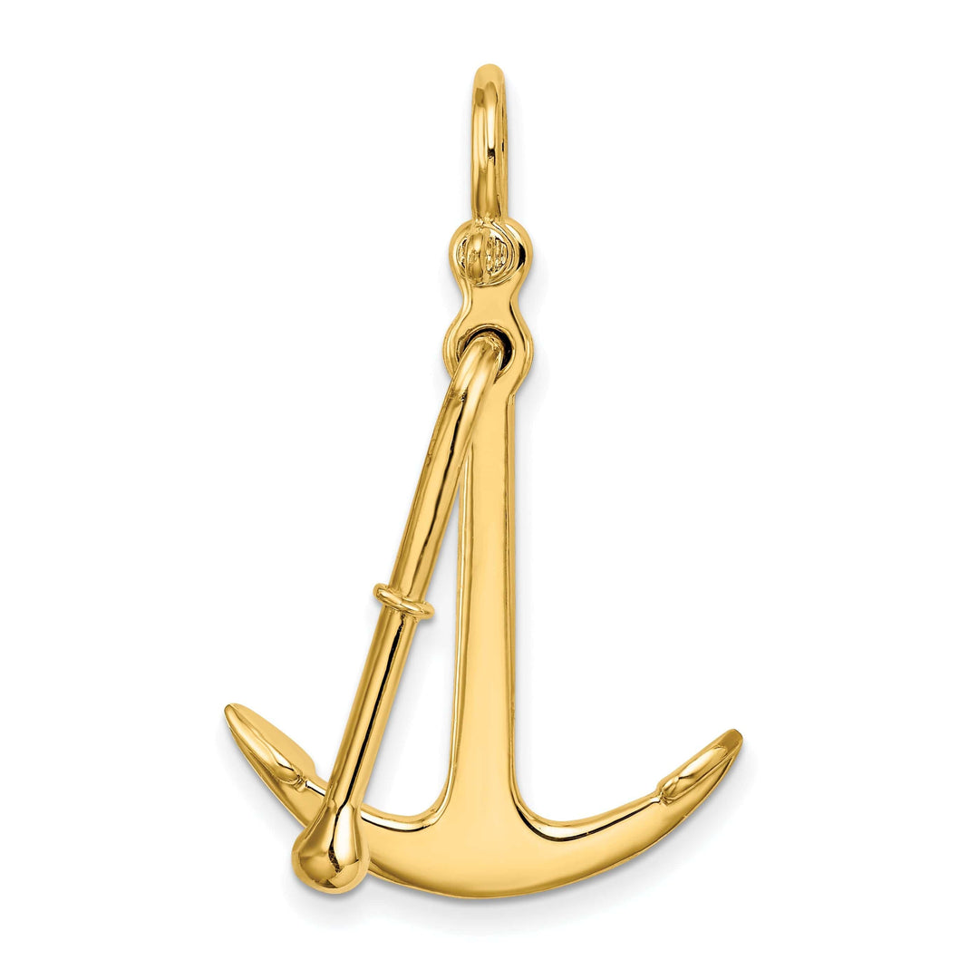 Lovely Rita's Pendants & Charms 14K Yellow Gold 3-Dimensional Polished Finished Anchor 2-Piece Moveable Charm Pendant