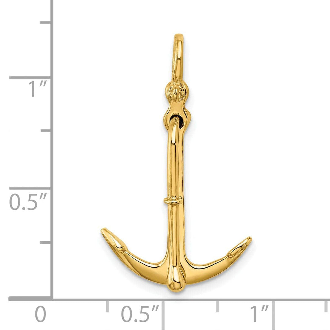 Lovely Rita's Pendants & Charms 14K Yellow Gold 3-Dimensional Polished Finished Anchor 2-Piece Moveable Charm Pendant