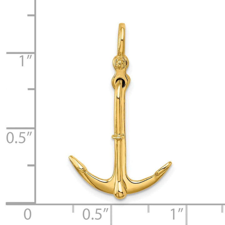 Lovely Rita's Pendants & Charms 14K Yellow Gold 3-Dimensional Polished Finished Anchor 2-Piece Moveable Charm Pendant