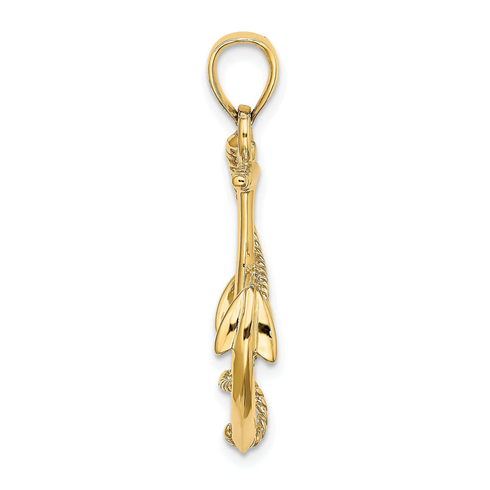 Lovely Rita's Pendants & Charms 14K Yellow Gold 3-Dimensional Polished Finished Anchor with Rope Design Charm Pendant