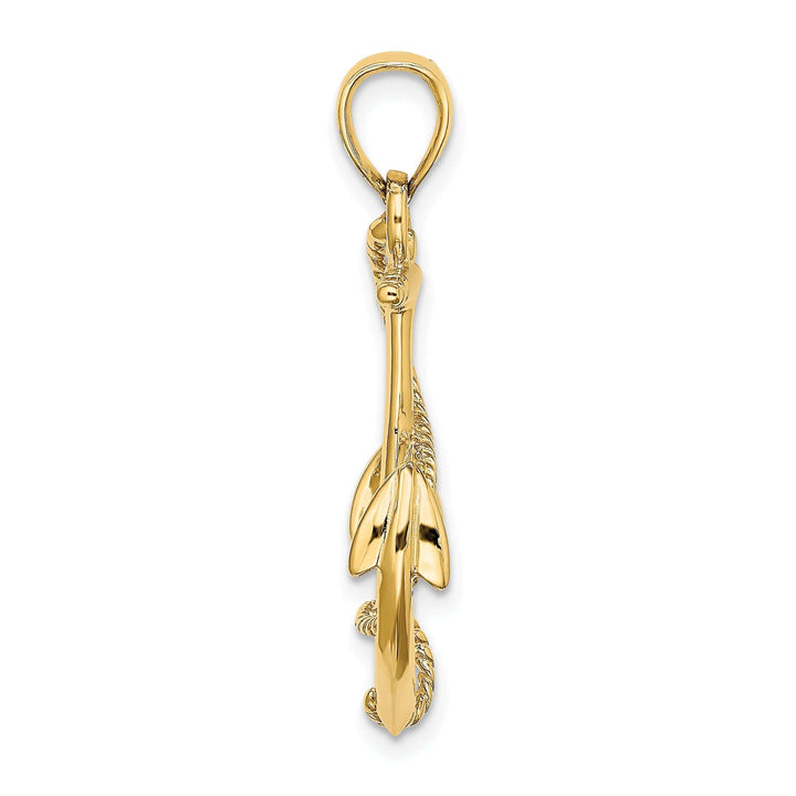 Lovely Rita's Pendants & Charms 14K Yellow Gold 3-Dimensional Polished Finished Anchor with Rope Design Charm Pendant