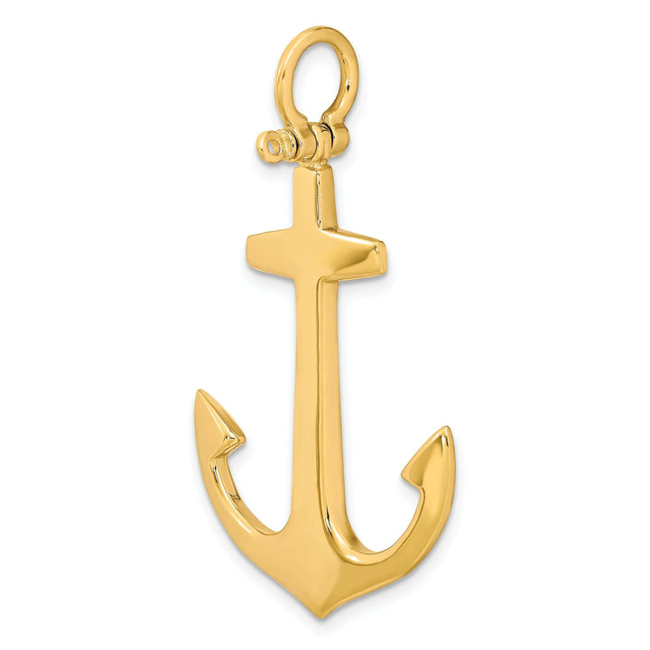 Lovely Rita's Pendants & Charms 14K Yellow Gold 3-Dimensional Polished Finished Large Anchor Charm Pendant